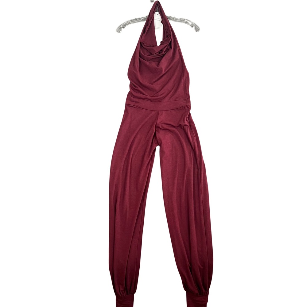 Aria Lattner Jumpsuit Womens XS Red Cowl Neck Cuffed Ankles Bamboo Cotton NWT
